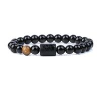 TIANXIAOQWE Twelve Constellation Bracelet élastique pour homme avec perles lisses, Pierre Bois, Cristal