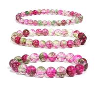 TIANXIAOQWE Un bracelet à quartz de 19 cm en tourmaline pastèque pour couple, Pierre Bois, Cristal