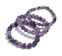 TIANXIAOQWE Un bracelet à quartz naturel extensible de 19 cm pour femme et homme, Pierre Bois, Cristal
