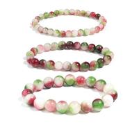 TIANXIAOQWE Un bracelet de 19 cm en tourmaline pastèque pour homme et femme en pierre naturelle minérale, Pierre Bois, Cristal
