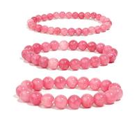 TIANXIAOQWE Un bracelet de perles roses de 19 cm pour femme, perles en pierre naturelle, yoga, petite amie, Pierre Bois, Cristal