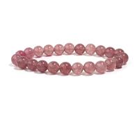 TIANXIAOQWE Un bracelet de perles roses de 19 cm pour femme, perles en pierre naturelle, yoga, petite amie, Pierre Bois, Cristal