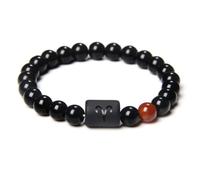 TIANXIAOQWE Un bracelet élastique de 19 cm avec 12 pierres d'agate naturelle pour homme et femme, Pierre Bois, Cristal