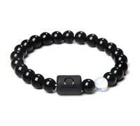 TIANXIAOQWE Un bracelet élastique de 19 cm avec 12 pierres d'agate naturelle pour homme et femme, Pierre Bois, Cristal