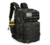 TianYaOutDoor Sac à dos tactique d'assaut 45 L avec système Molle étanche pour randonnée, voyage, camouflage noir, 70L, Militaire