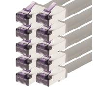 TIANYI-- 0,15 m - Câble réseau CAT6a Superflex Ethernet Gigabit LAN RJ45 CAT6 A câble patch 10000 Mbit s SFTP PIMF 500 MHz compatible avec CAT6 CAT5 - gris - 10 pièces