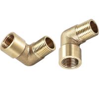 Tianyi-1/4 Bsp X1/4 Bsp (Mâle X Femelle) 90 Degré Coude Tuyau Raccord - 2paquet - Bonne Pour Eau Tuyau Système - Laiton Tube Raccords - Doré