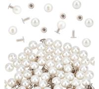 Tianyi-1 Boîte 100 Ensemble 6mm Perle Rivets Goujons Blanc Rond En Plastique Perle Boutons Goujons Avec Kit D'épingles Pour Vêtements Chapeaux Sacs Embellissements De Chaussures Bricolage Tricot