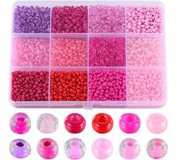 Tianyi-1 Boîte 156g 8/0 Kit De Perles De Rocaille Pour Bracelet, Perles De Rocaille Rondes De 3 Mm, Perles De Rocaille En Verre Violet Rose, Petites Perles De Poney, Perles D'espacement En Vrac Pou
