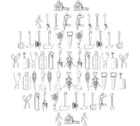 Tianyi-1 Boîte 60 Pièces 20 Styles Outils Pour La Maison Charmes Alliage Pendentifs Style Tibétain Ciseaux Marteau Hache Ouvre-Bouteille Tiroir À Ongles Avec Trou Pour Fabrication De Bijoux
