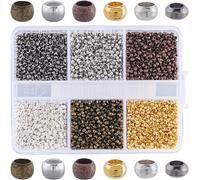 Tianyi-1 Boîte De 3600 Pièces De 6 Couleurs De Perles À Sertir Rondes En Laiton Kit De Perles À Sertir Pour Bijoux Petite Rondelle De 2mm Bouchon En Cuivre Perles D'espacement En Or Perle D'extrémi