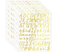 Tianyi-10 Feuilles Autocollants D¿Alphabet Lettre Chiffre Auto-Adhésifs En Vinyle De Alphabet Numéros De Boîte Aux Lettres Autocollants Stickers Pour Scrapbooking, Signe (1 Pouce, Or)