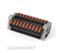 TIANYI-10 Pièces Bornier Rail DIN a Visser, Universel Connecteur de Câblage Compact, Avec Modules de Fixation, Bandes de Repérage, Rail DIN et Bandes de Connexion, pour Les Projets de Bricolage, Noir