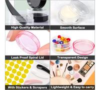 Tianyi-100 Pcs 5g/5ml Contenants Cosmétiques Transparent Avec 12 Spatule 108 Autocollants, Pots Cosmétiques En Plastique, Mini Pots Ronds Clairs Vides Pots D'échantillons De Voyage Pour Lotion, Crème