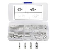 TIANYI-100 Pièces 4 Types Cosses Électriques a Sertir Bout à Bout Non Isolées, Virole Câble Crimp Terminal, Terminaison de Sertissage de Câble de Virole Sans Soudure, pour Électrique Splice DIY