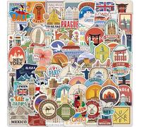 Tianyi-100 Pièces Autocollant Voyage, Voyage Cartes Sticker, Autocollants Pays Villes, Autocollants De Voyage Vintage, Stickers Scrapbooking Voyage Pour Ordinateur Portable, Bagages, Skateboard
