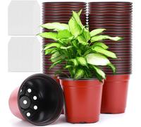TIANYI-100 Pieces Pot Semis Ø 10cm, Pot de Fleur Plastique avec 100 Étiquettes, Pot Plastique Plante, Réutilisables Pot de Culture, Godet Semis pour la Plantation Jardin Intérieure et Extérieure