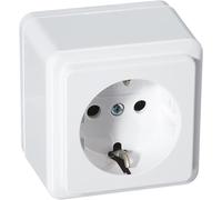 TIANYI-101802000 Prise simple avec contact de protection, programme standard pour montage en saillie, 16 A, 250 V, blanc arctique