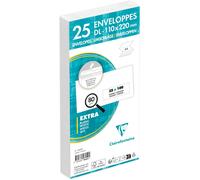 Tianyi-10625c - Paquet De 25 Enveloppes Blanches Dl-110x220mm - Auto-Adhésives - 80g/M² - Fenêtre Papier Cristal De 35x100 (Position 20/20)