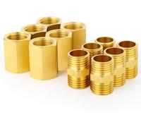 Tianyi-12 Piezas 1/8 ""X 1/8"" Bsp Conexión De Tubería De Latón, Pezón Hexagonal Y Acoplador Hexagonal, Rosca Macho Y Conectores De Tubería De Rosca Hembra