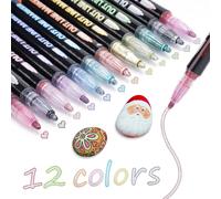Tianyi-12 Stylo Paillette Marqueur Magique, Feutres Paillettes, Cadeau Fille 4-12 Ans, Idee Cadeau Ado Fille, Magique Magic Marker Pour Scrapbooking,Carte Cadeau,Cadeau De Pâques Pour Les Enfants