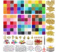Tianyi-120 Couleurs 15093 Pièces Perles Pour Bracelet, 4mm Perles De Rocaille, Perles Pour Bijoux, Kit Bracelet Avec 300pcs Perles Lettres &souriantes Perles Pour Fabrication De Bijoux Bracelets Coll