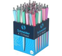 Tianyi-130840 K15 Lot De 50 Stylos À Bille Rétractables, Indélébile, Épaisseur De Trait : M, Couleur De L'encre : Bleue, Couleurs Pastel