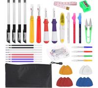 Tianyi-138 Pièces Kit D'outils De Couture, Kit De Fente Avec Ciseaux, Aiguille À Coudre, Recharge, Porte - Stylo, Craie De Couleur, Craie À Outils Personnalisés, Règle Et Affûteur De Crayon