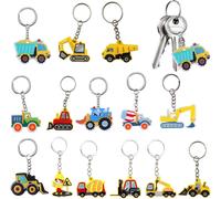 Tianyi-14 Pièces Porte-Clés De Tracteur,Jeu De Clés De Machines De Construction, Chantier De Construction, Porte-Clés De Véhicules De Construction, Porte-Clés De Jouet D'excavatrice, Pour Pendentif D