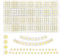 Tianyi-1400 Pièces Perle Alphabet Dorées,7mm Perle De Lettre Pour Bracelet,A-Z Perles Lettres Alphabet Et Perles De Smiley C?ur Pour Diy La Fabrication De Bijoux, Bracelets Colliers
