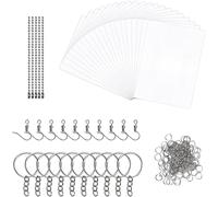 Tianyi-145 Pièces Feuille Plastique Fou Set, 20 Feuilles Blanc Plastique Dingue, Avec Boucle Ouverte, Anneau De Clé, Chaîne De Perles Et Crochet D'oreille Papier Pour Les Bricolages