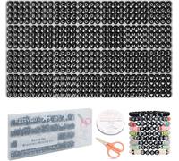 Tianyi-1450 Pieces Letter Beads Kit, 4x7 Mm Black Acrylic Alphabet Beads Letter Beads For Jewelry Making Number Beads Heart Beads Friendship Bracelet Beads Making