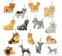 TIANYI-15 Pièces Animal Porte-Clés de Peinture Diamant 5D DIY Double Face Dessin Animé Chien Kit d'art Complet en Diamant Anneau Clé Pendentif Keychain en Diamant Mosaïque d'art en Diamant pour Sac B