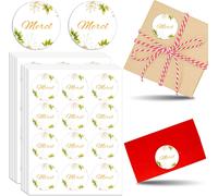 Tianyi-156 Pcs Autocollant Merci Personnalisé Auto-Adhésif, 4cm Rond Thank You Stickers Etiquette Merci Bricolage Pour Enveloppes Cadeaux Décoration Cadeau Mariage Fête Enveloppe