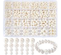 Tianyi-1890 Pcs Perles De Verre Blanche, 4/6/8/10mm Blanc Perle Rondes De Verre, Plastique Boules De Perle D'écartement Nacrées En Vrac Pour La Fabrication Bijoux Colliers Bracelet De Sirène(Blanc)