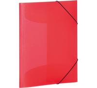 Tianyi-19516 Lot De 3 Porte-Documents A3 En Plastique Pour Enfants Avec Rabats Intérieurs Et Bande Élastique Rouge Translucide