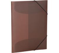 Tianyi-19522 Lot De 3 Porte-Documents A3 En Plastique Pour Enfants Avec Rabats Intérieurs Et Bande Élastique Marron Translucide