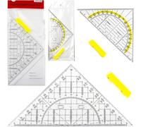Tianyi-2 Équerre Géométrique Avec Poignée, Géodésique Transparente En Plastique Avec Graduation Jaune, Triangles De Géométrie Transparent, Triangle Plastique À Dessiner