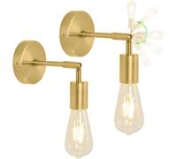 Tianyi-2 Pack Lámparas De Pared Industriales Apliques De Pared Metal Dorado Giratorias 180° Como Lámparas De Noche,Pasillo,Loft,Apliques Baño Vintage
