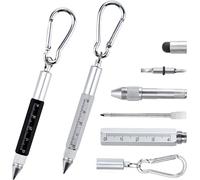 Tianyi-2 Pcs Stylo Multifonction 6 En 1 Avec Mousquetons, Cadeau Homme Original, Mini Stylo Gadget Utile, Cadeau Fete Des Peres Pour Maintenance, Escalade, Sauvetage