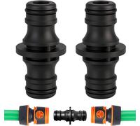 TIANYI-2 Pièces Double Connecteur de Tuyaux Mâles,Raccords pour Tuyau d'arrosage 1/2"",Double Mâle Connecteur Accoupleur,pour Rejoignez Le Tube de Tuyaux de Jardin (2, Noir)