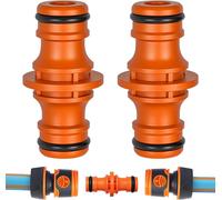 TIANYI-2 Pièces Double Connecteur de Tuyaux Mâles,Raccords pour Tuyau d'arrosage 1/2"",Double Mâle Connecteur Accoupleur,pour Rejoignez Le Tube de Tuyaux de Jardin (2, Orange)