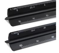 Tianyi-2 Pièces Règle Triangulaire Kutch 1:20, 1:25, 1:50, 1:75, 1:100, 1:125 Et 1:100, 1:200, 1:250, 1:300, 1:400, 1:500 (Noir) 30cm