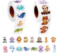 Tianyi-2 Pièces Rouleau Gommettes Autocollant Enfant Animaux Marins Gommettes Autocollantes Gommettes Enfant Pour Les Autocollants De Décoration De Cadeaux Décorations De Fêtes Étiquettes Scellées