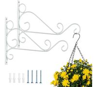 TIANYI-2 Pièces Support Panier Suspendu Blanc, 30cm Longueur Supports Suspension Murale Crochets, Support Plantes Suspendues, Crochets Jardin, Support Extérieur pour Suspendre Lanternes Plantes