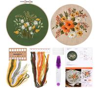 Tianyi-2 Sets Kit De Broderie Complète Avec Motif Et Instructions Le Kit De Point De Croix Comprend 2 Vêtements De Broderie Avec Motif Floral, 1 Cerceaux De Broderie En Plastique, 1 Ciseau
