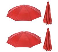 Tianyi-20 Pouce Pêche Parapluie Chapeau, 4 Paquet Élastique Pliant Soleil Pluie Capuchon Tête Parapluie Mains Libre Pour Externe Pêche Camping, Rouge