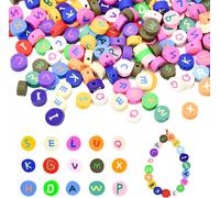 Tianyi-200 Pcs Perles De Lettres Artisanat Mixtes Perles D'espacement Bricolage Perle De Lettres Mélangé Perles D'argile Polymère Colorées Perles Faites À La Main Pour Bracelet Collier Fille Femme