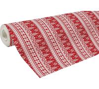 Tianyi-201341c - Une Bobine De Papier Cadeau - Papier Alliance 60g - Format : 50x0,70m - Motif : Sapins Blanc, Fond Rouge, Noël - Emballage Cadeau, Idéal Pour Les Emballages Professionnels