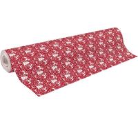 Tianyi-201889c - Une Bobine De Papier Cadeau - Papier Alliance 60g - Format : 50x0,70m - Motif : Sapins, Chevaux, Rouge, Noël - Emballage Cadeau, Idéal Pour Les Emballages Professionnels